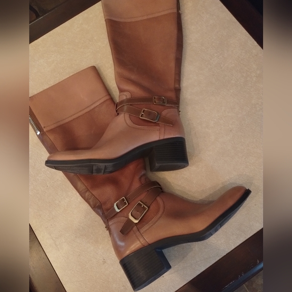 Franco Sarto Lapis brown leather zip up tall boots - Picture 7 of 16